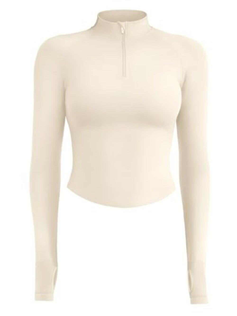 Half Zip Long Sleeve Slim Fit Workout Jacket with Thumb Holes Nylon Spandex